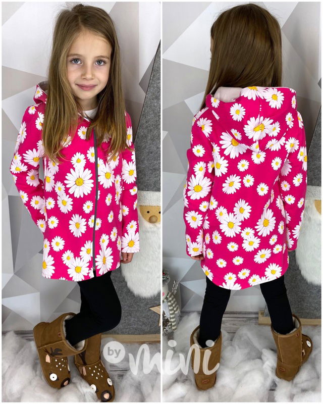 Malinová fleece long mikina kopretiny