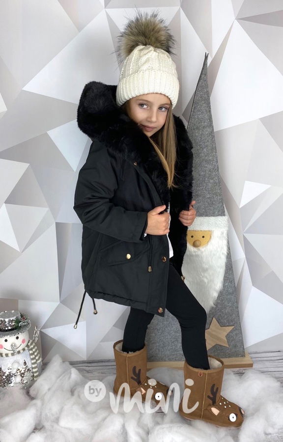 Zimní kožíšková parka černá