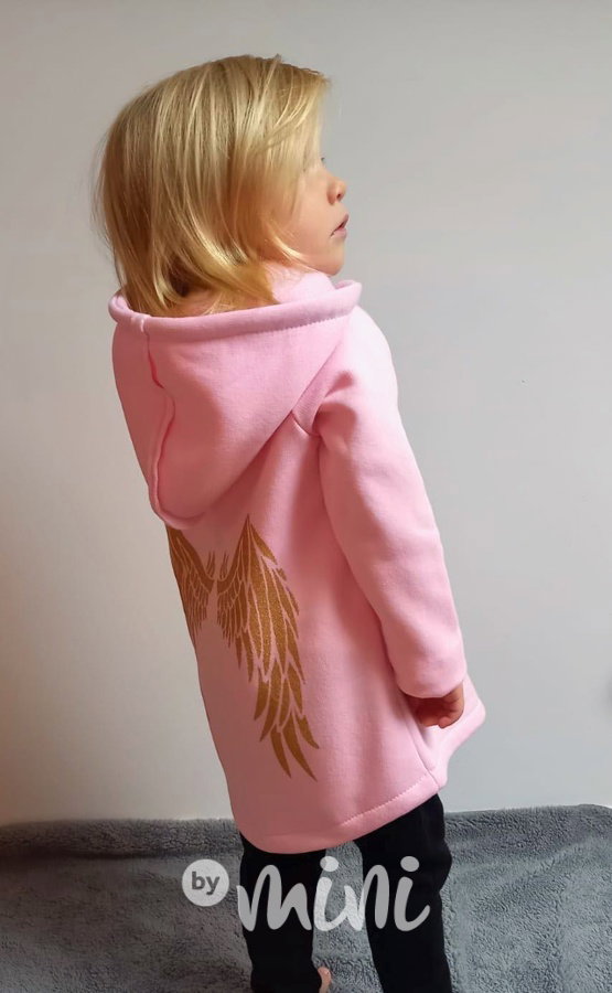 Angel - vyteplená dlouhá mikina růžová