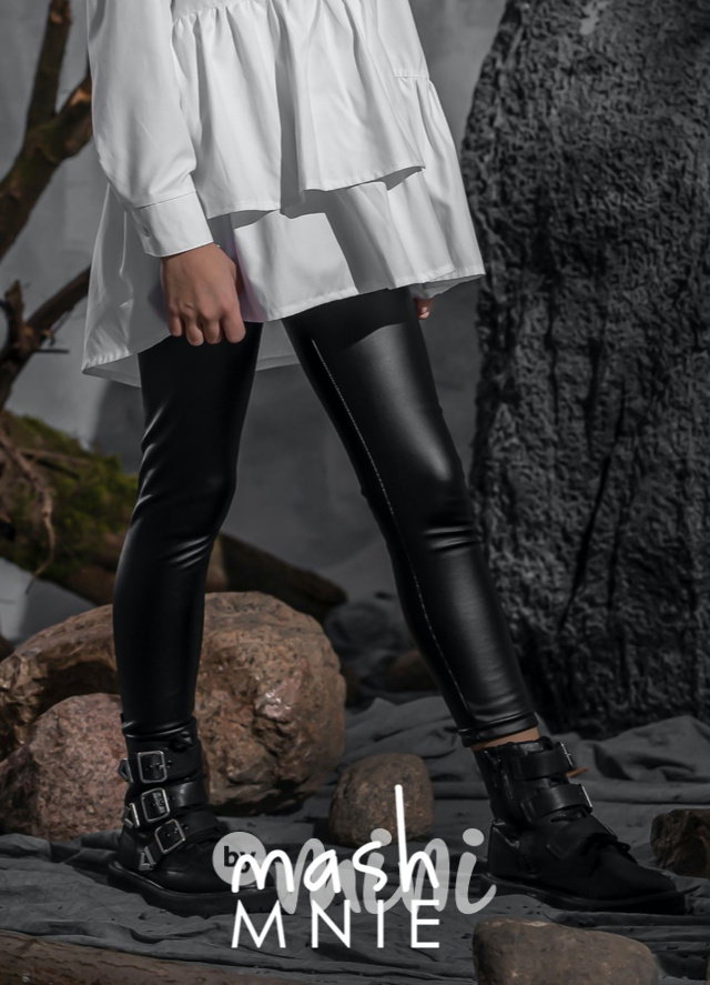 Oteplené leather dívčí legíny černé *by MashMnie*