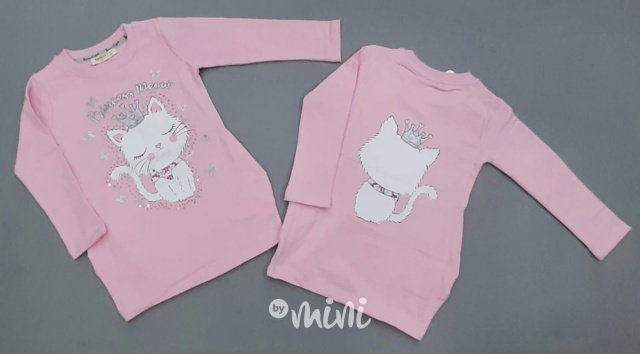 Dětská tunika Princess MEOW - růžová s kočičkou