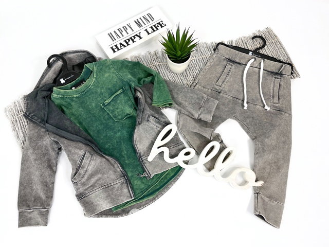 Acid wash longsleeve chlapecká blůzka green