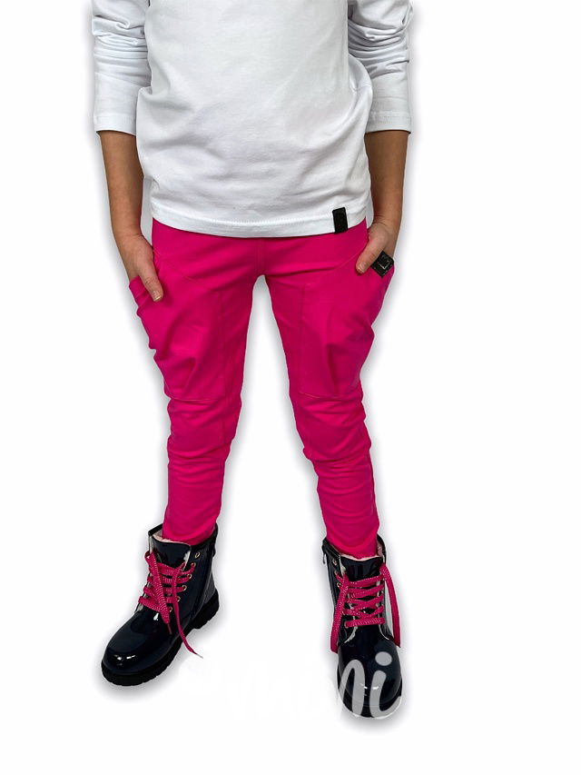 Designové kalhoty s kapsami - malinové