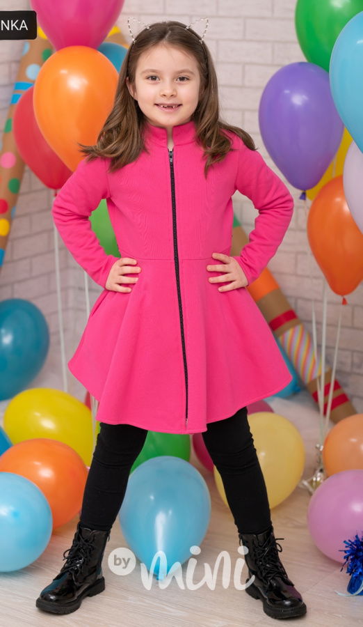 Dívčí malinová kabátek na zip a v pase na zavazování By Mini