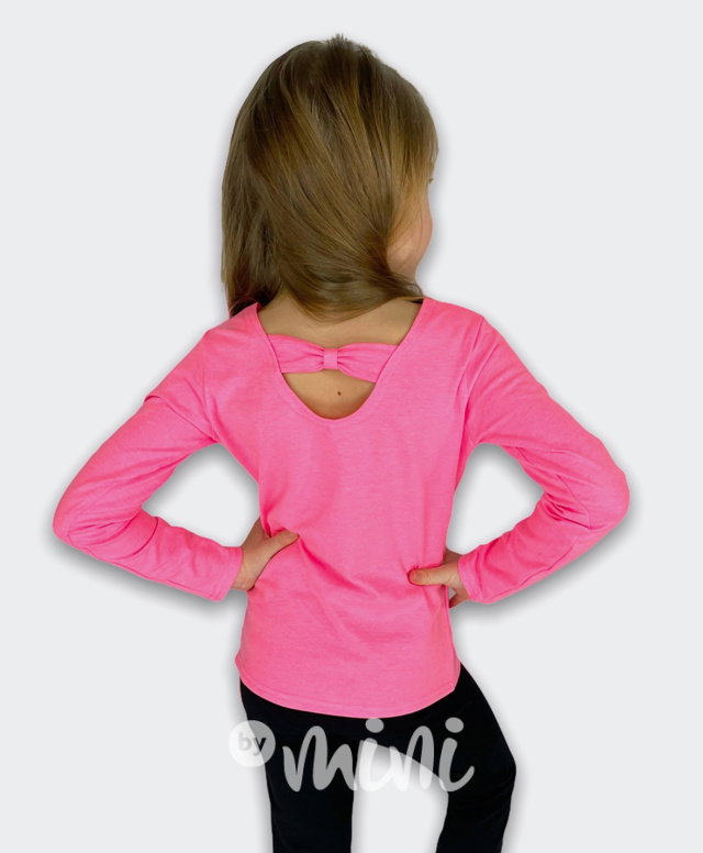 Neon pink longsleeve blůzka s mašličkou