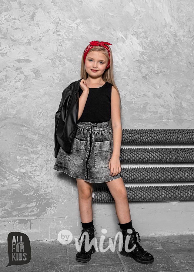 Black denim jeans sukně pro děti a dívky