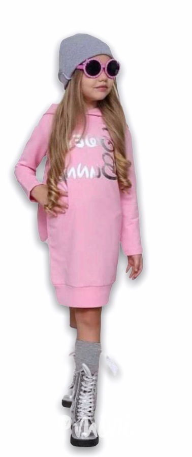 Sweet bunny hoodie tunika - růžová