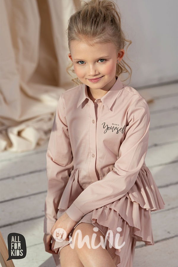 Košilové řasené šaty růžové *AFK*