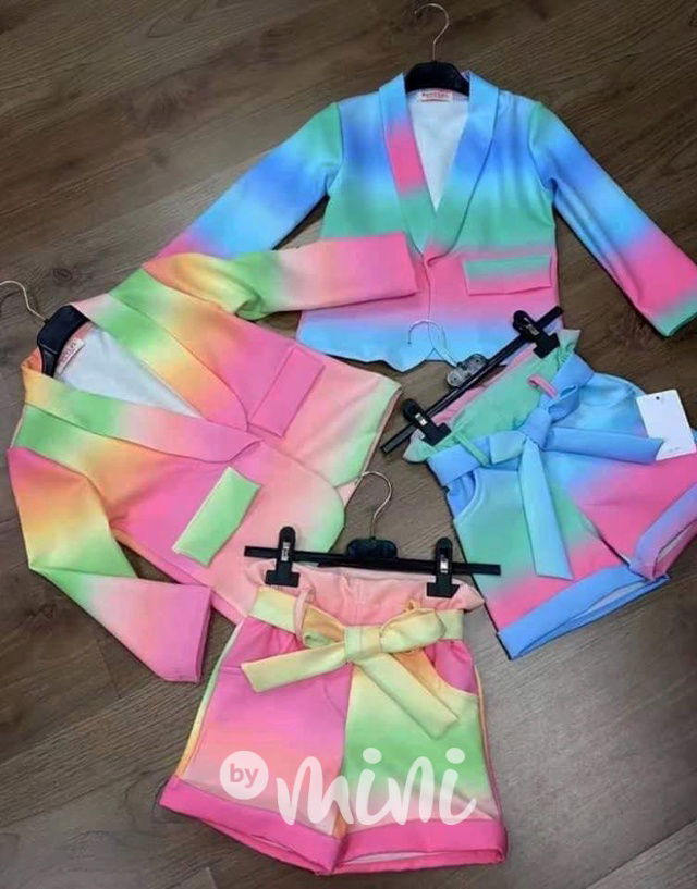 Watercolor sako + šortky blue