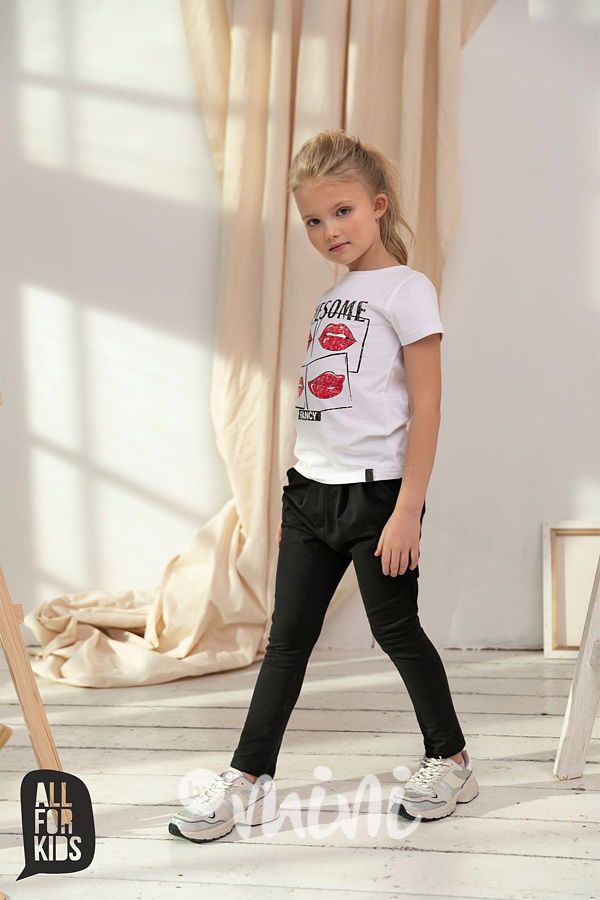 Černé bavlněné baggy kalhoty  pro dívky 