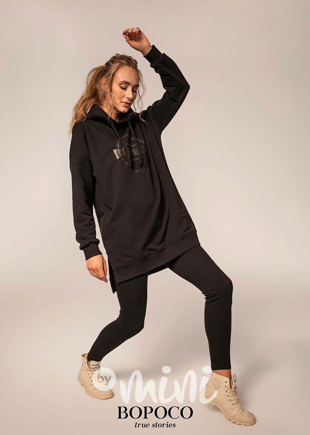 Žebrované legíny máma a dcera - černé