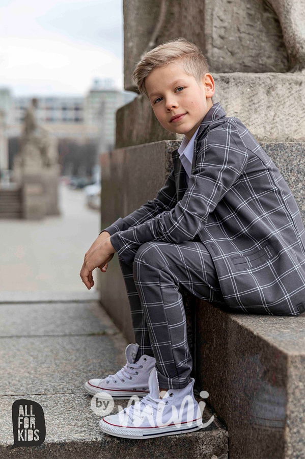 Elegant kalhoty - steel karo