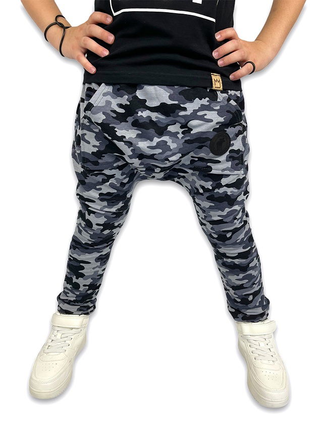 Jogger baggy chlapecké tepláky - grey army *DreamDress*