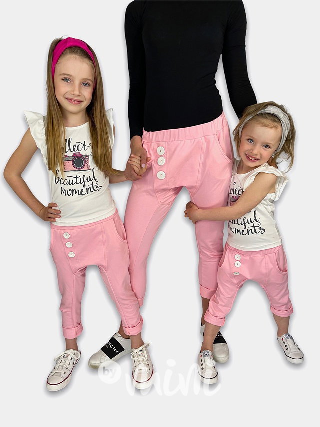 Růžové basic slim baggy tepláčky *MiniMe*