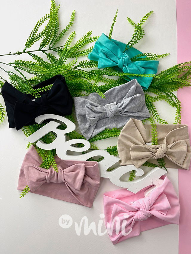 Light grey maxi stretch čelenka s mašličkou