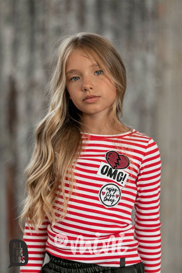 OMG žebrovaná pruhovaná blůzka red