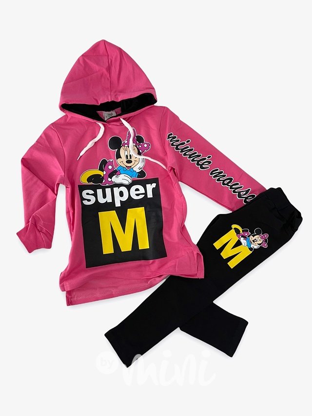 SUPER Minnie hoodie tunika + jegginy pink