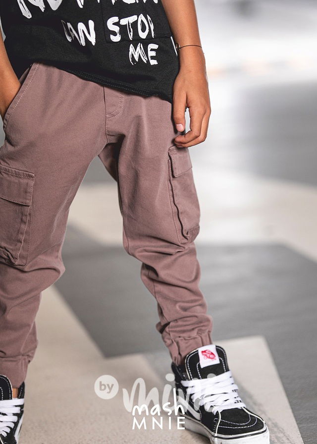 Tkané kapsáčové kalhoty taupe *MashMnie*