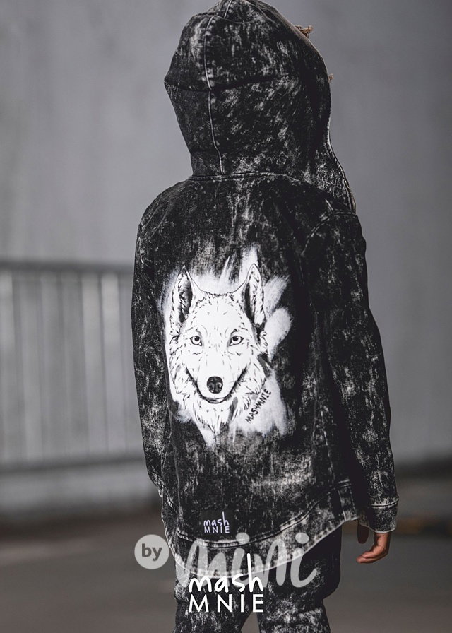 WOLF acid wash mikina jeans black *MashMnie*