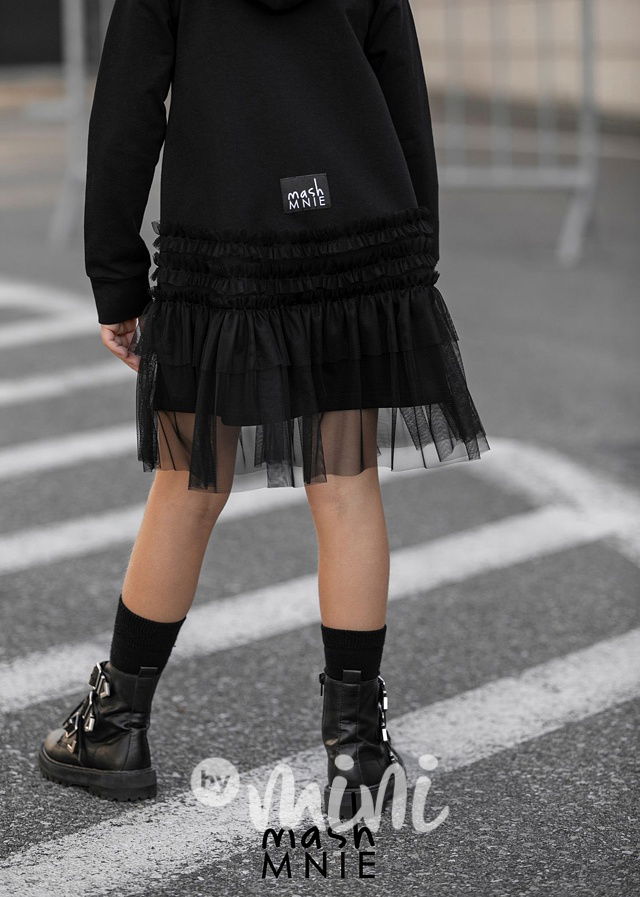Hoodie šaty s tylem black *MashMnie*