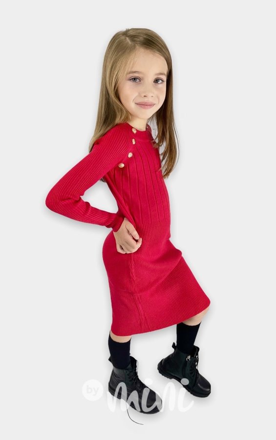 Žebrované svetříkové stretch šaty Glamour - red