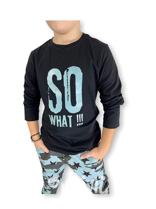SO WHAT longsleeve triko black/mint blue