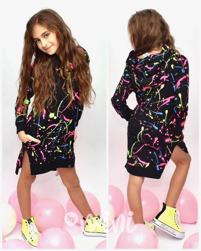 Neon splash hoodie mikinová tunika