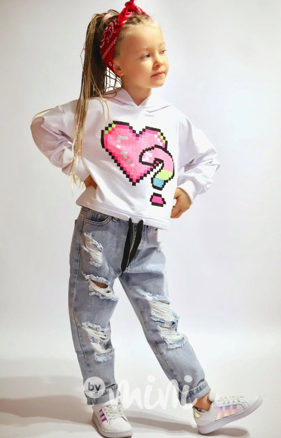 Ripped boyfriend blue jeans s páskem