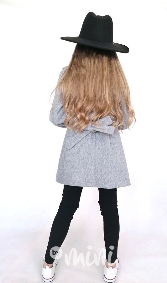 Flaušový kabát s volánky šedý