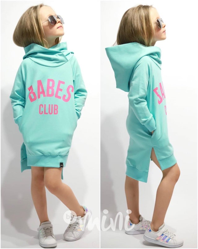 BABES hoodie mikinová tunika mint