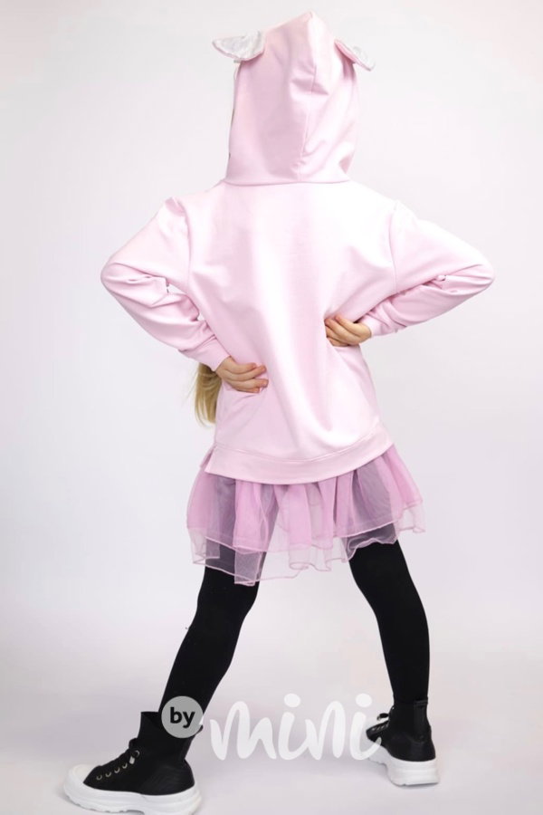 Mickey hoodie tunika s tylem a flitry pink