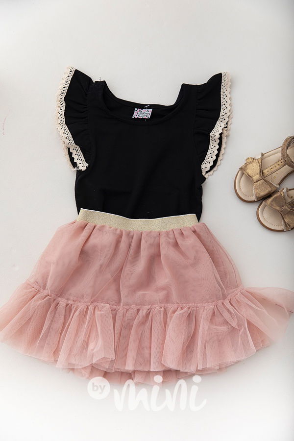 Pudder pink/Gold maxi tutu tyl sukně Lily Grey