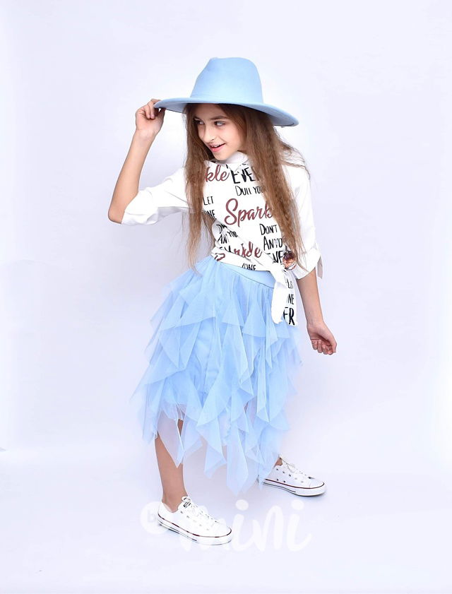 MIDI tylová sukně laguna blue