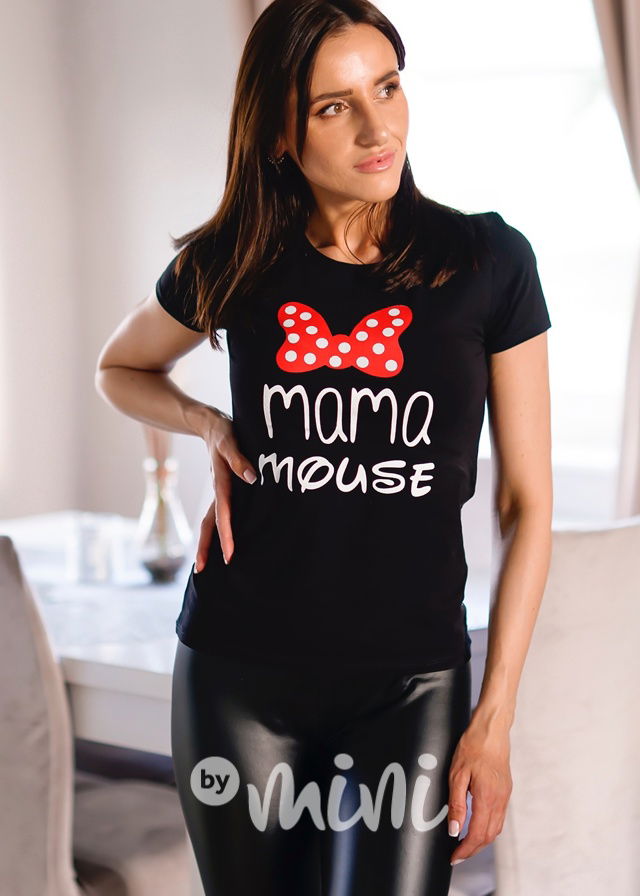 Mama mouse & Mini mouse triko černé