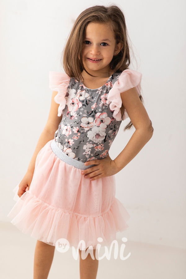 Lososová maxi tutu tyl sukně Lily Grey