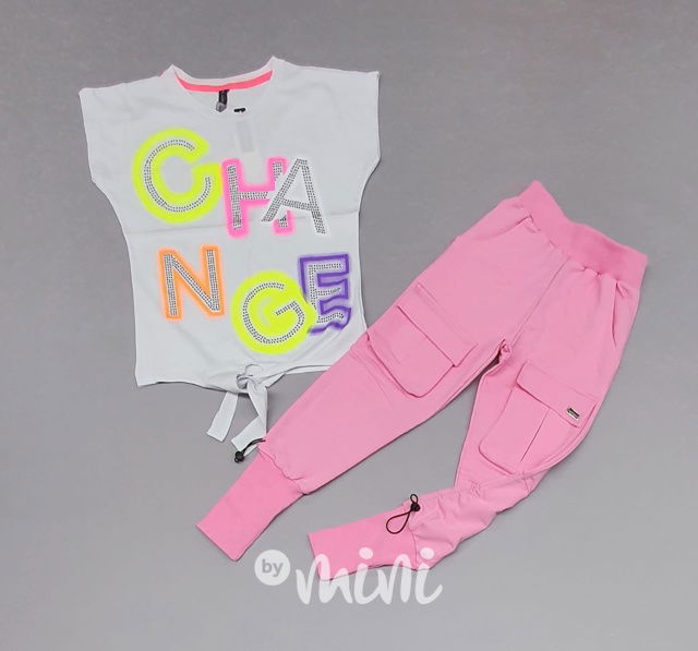 Růžové dívčí kapsáče s širokým nápletem