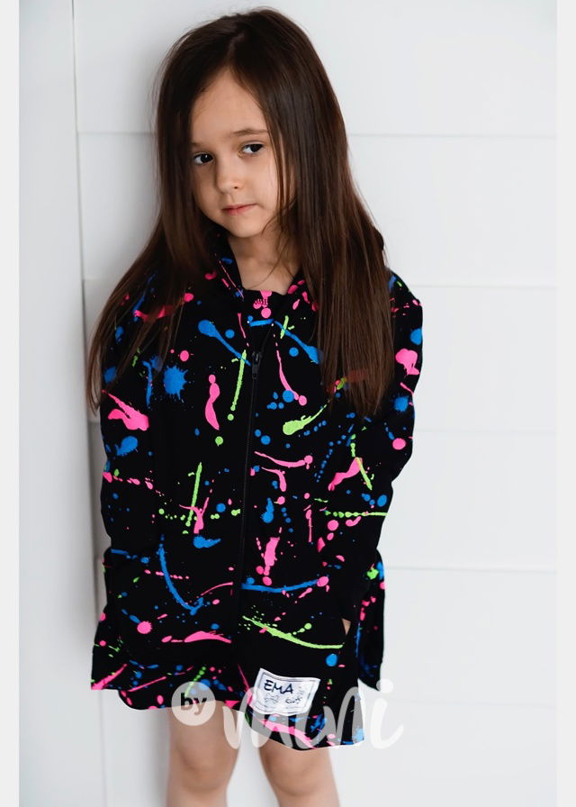NEON splash mikina na zip LONG