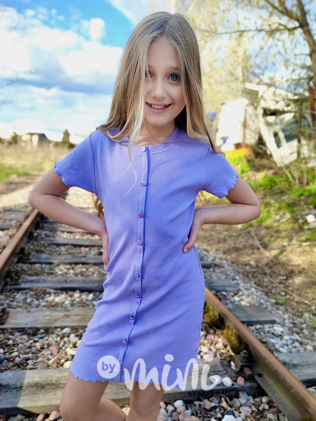 Midi šaty s knoflíčky lila