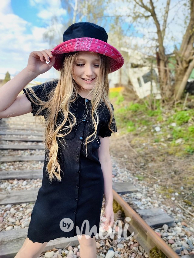 Midi šaty s knoflíčky černé