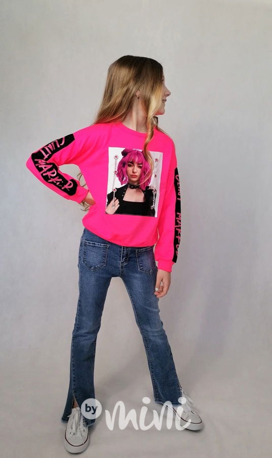 EUFORIA dívčí mikina neon růžová pro teenagery