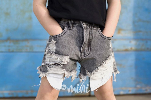Fashion ripped dark jeans kraťasy