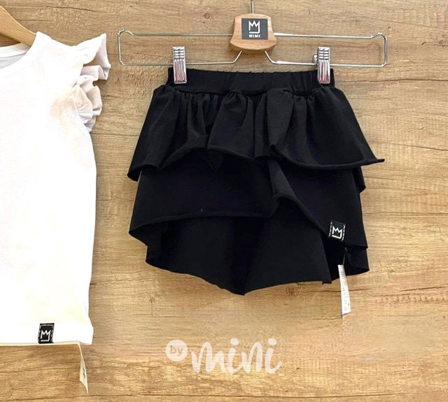 Bavlněná asymetrická frill sukně černá