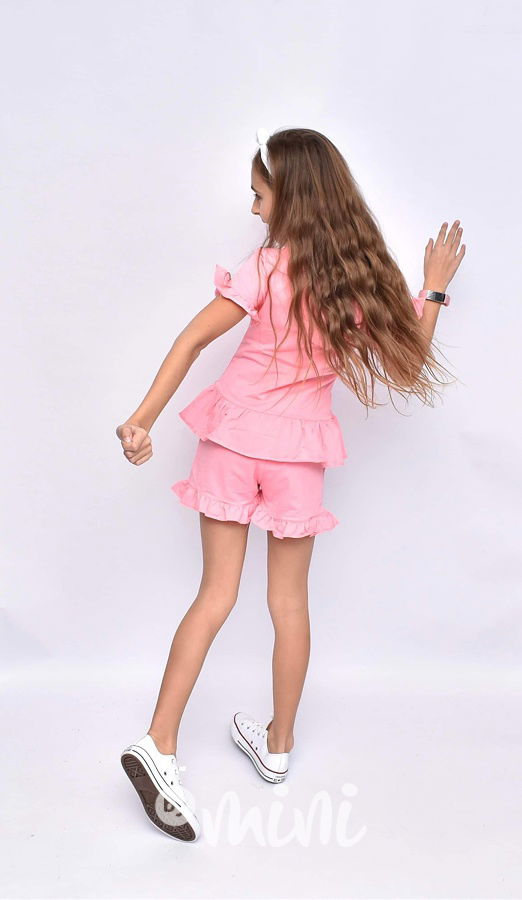 Letní šortkový frill set pink