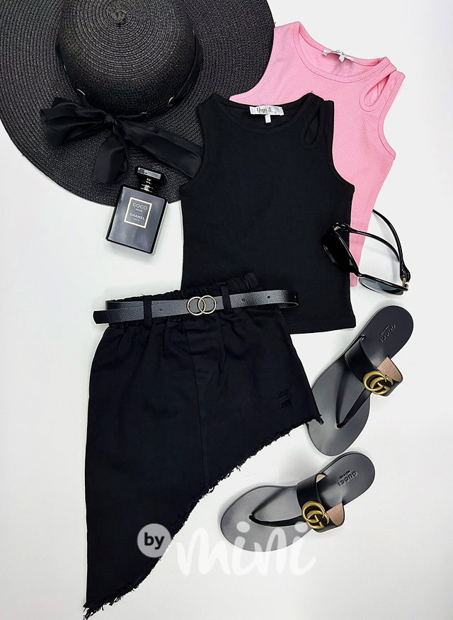 Žebrované tílko black