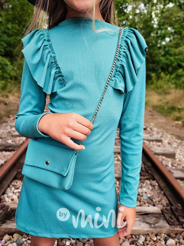 Žebrované stretch šaty s kabelkou mineral