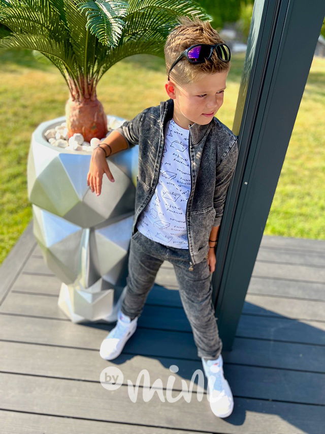 Acid wash denim jogger black