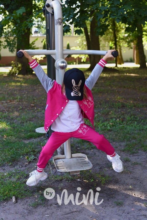 ANGEL sporty tepláky malina/bílá
