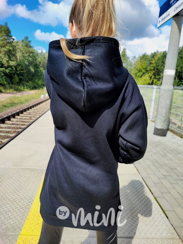 LOVE flísové mikinové hoodie šaty černé