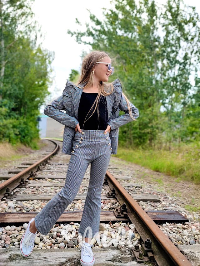 Little pepitka sako s páskem