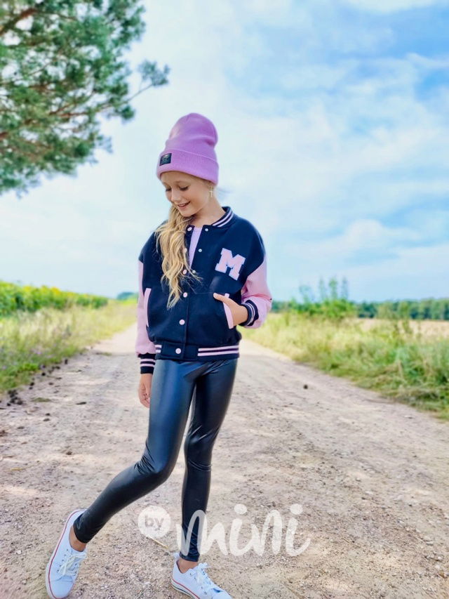 Teplá bomber mikina black/pink